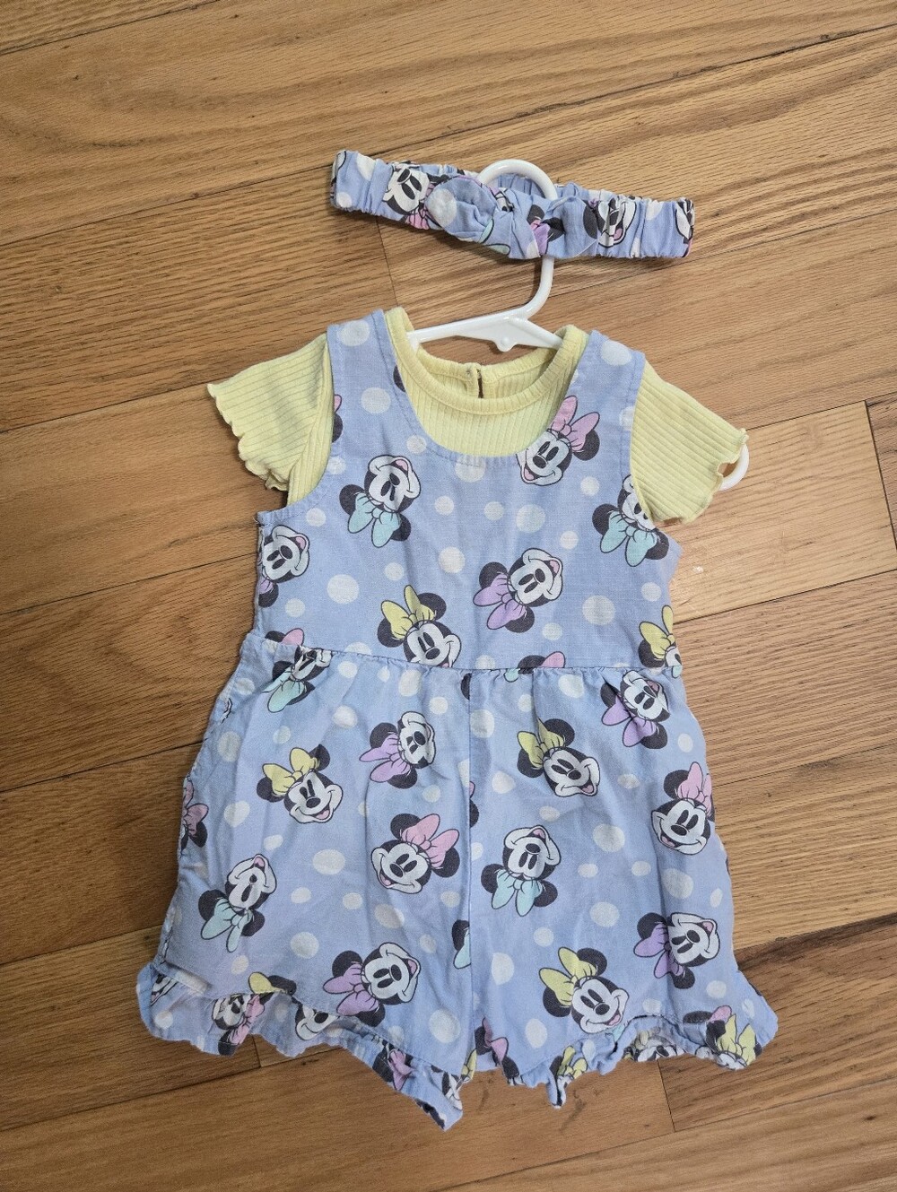 Disney Baby Minnie Mouse 3 Piece Romper Outfit Headband Set 18M